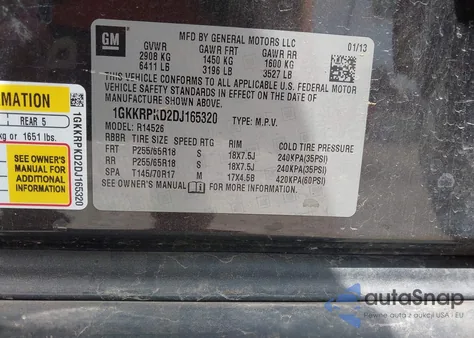 2013 GMC Acadia Sle-2 z USA, uszkodzony, nr VIN 1GKKRPKD2DJ165320